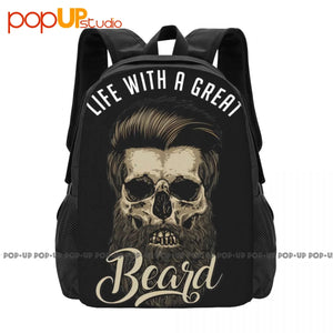 Great Beard Skull Hipster Barber Beards Backpack Sports Style