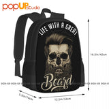 Great Beard Skull Hipster Barber Beards Backpack Sports Style