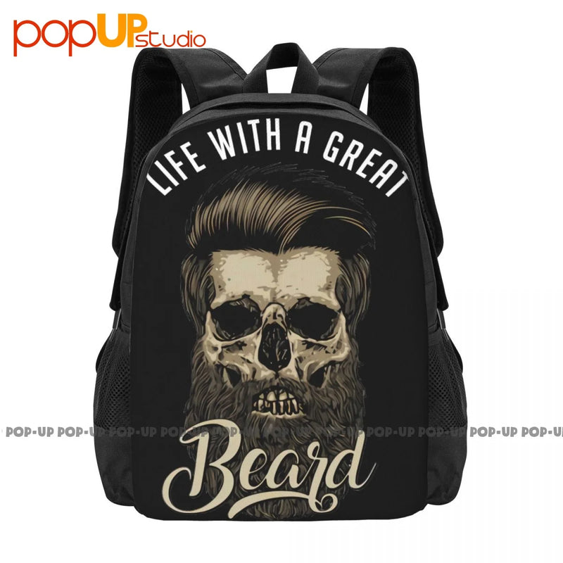 Great Beard Skull Hipster Barber Beards Backpack Sports Style
