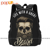 Great Beard Skull Hipster Barber Beards Backpack Sports Style
