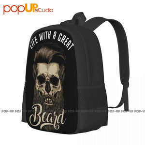 Great Beard Skull Hipster Barber Beards Backpack Sports Style