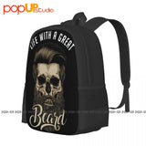 Great Beard Skull Hipster Barber Beards Backpack Sports Style