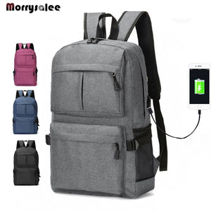 Light Laptop USB Backpack School Book Bag Casual Oxford Man Bag