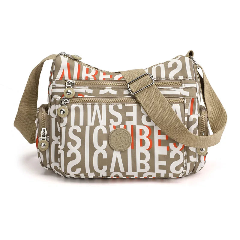 Ladies Canvas Messenger Bag Multilayer Large Capacity Shoulder Bag