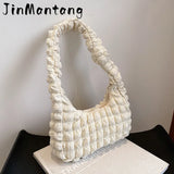 Women's Winter Large Ruched Tote Bag Soft Shoulder Bag
