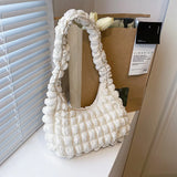 Women's Winter Large Ruched Tote Bag Soft Shoulder Bag