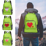 Portable Love Print Foldable Backpack Green Bag Outdoor Daypack