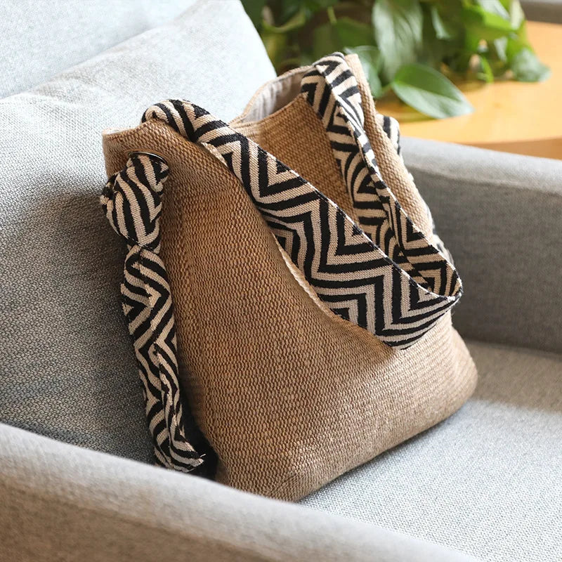 Linen Art Cloth Bag Women One-shoulder Canvas Casual Large Capacity
