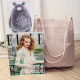 Linen Eco Reusable Foldable Women Shoulder Bag Vintage Books Travel Tote