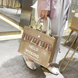 Large Capacity Women's Linen Tassel Shoulder Bag
