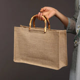 Hand-painted Linen Jute Tote Bag for Travel