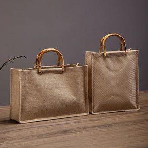 Hand-painted Linen Jute Tote Bag for Travel