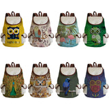 Owl Printed Drawstring Backpack for Teens Unisex
