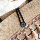 Large Capacity Linen Tote Bag for Women Handbags