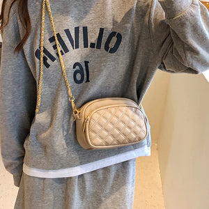 Lingge Chain Shoulder Phone Bag Girl Cross Body Bag Wallet