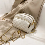 Lingge Chain Shoulder Phone Bag Girl Cross Body Bag Wallet