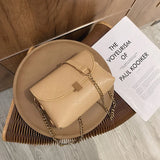 Lingge Chain PU Handbag Square Women's Crossbody Bag