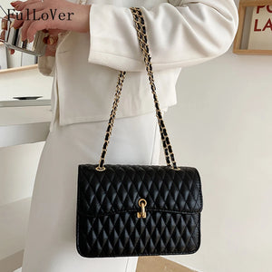 Lingge Chain Texture Messenger Bags For Women Shoulder Bags