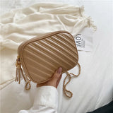 Lingge Embroidery Thread Bag Retro Female Slung PU Chain Bag