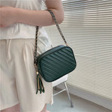 Lingge Embroidery Thread Bag Retro Female Slung PU Chain Bag