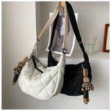 Lingge Embroidery Thread Women Shoulder Bags Large-capacity Crossbody Bags