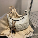 Lingge Embroidery Thread Women Shoulder Bags Large-capacity Crossbody Bags