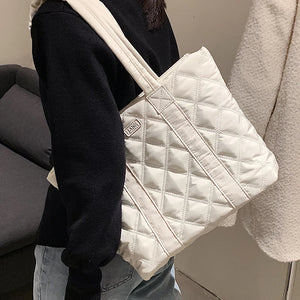 Lingge Quilted Winter Shoulder Bag Large Shopper Winter Handbag