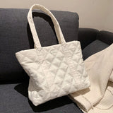Lingge Quilted Winter Shoulder Bag Large Shopper Winter Handbag