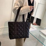 Lingge Quilted Winter Shoulder Bag Large Shopper Winter Handbag
