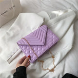 Lingge PU Leather Crossbody Bags for Women Chain Shoulder Handbags