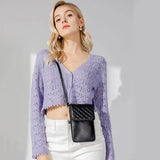 Lingge Mobile Phone Bag Double Layer Strap Shoulder Bag Women Purse