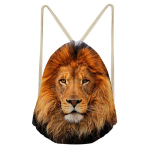Animals Print Women's Mochila Drawstring Bag Stylish Cinch Backpack