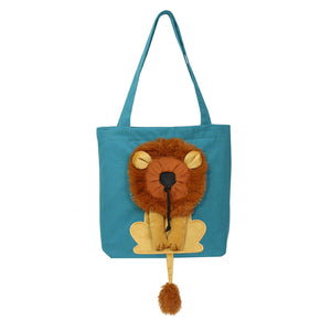 Lion Shape Cat Carrier Bag Adjustable Zipper Canvas Tote Pouch