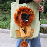 Lion Shape Cat Carrier Bag Adjustable Zipper Canvas Tote Pouch