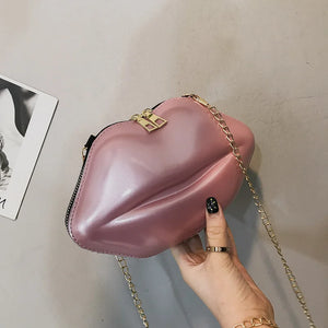 Lips Shape PVC Handbags Solid Zipper Shoulder Bag Crossbody Messenger