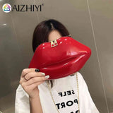 Lips Shape PVC Shoulder Bag Crossbody Messenger Evening Clutch