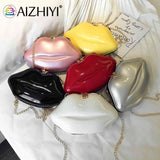 Lips Shape PVC Shoulder Bag Crossbody Messenger Evening Clutch