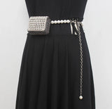 Bling Rhinestone Mini Waist Pack w/ Metal Chain Belt