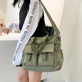 Literary Nylon Tote Bag Waterproof Multifunction Shoulder Bag for Women