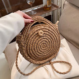 Summer Crossbody Bag Rattan Handbag Straw Round Beach Shoulder Bag