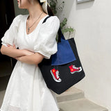 Casual Handbag Character Printing Female Canvas Tote Bag