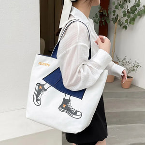 Casual Handbag Character Printing Female Canvas Tote Bag