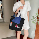 Casual Handbag Character Printing Female Canvas Tote Bag