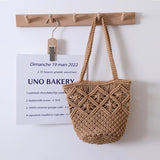 Women's Single Shoulder Woven Bag with Hollow Straw Design