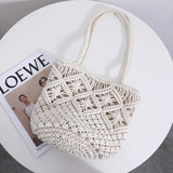 Women's Single Shoulder Woven Bag with Hollow Straw Design