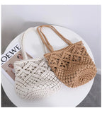 Women's Single Shoulder Woven Bag with Hollow Straw Design