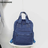 Denim College Backpack for Women, Small Fresh Art Style