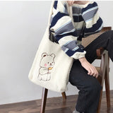 Embroidered Lamb Wool Shoulder Bag Large Capacity Women Shoulder Messenger Bag