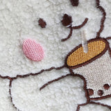 Embroidered Lamb Wool Shoulder Bag Large Capacity Women Shoulder Messenger Bag