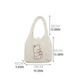 Embroidered Lamb Wool Shoulder Bag Large Capacity Women Shoulder Messenger Bag